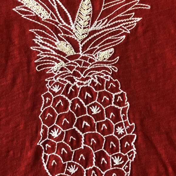 J Crew Factory Collector Tee Size Small Embroidered Pineapple - Picture 2 of 3